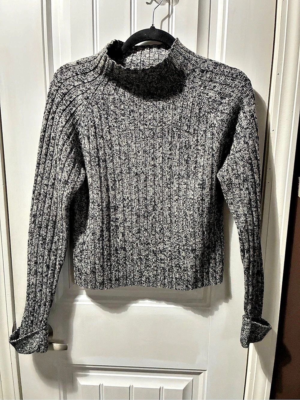 Jamie Scott Cowl Neck Sweater Gray & Black Size Large